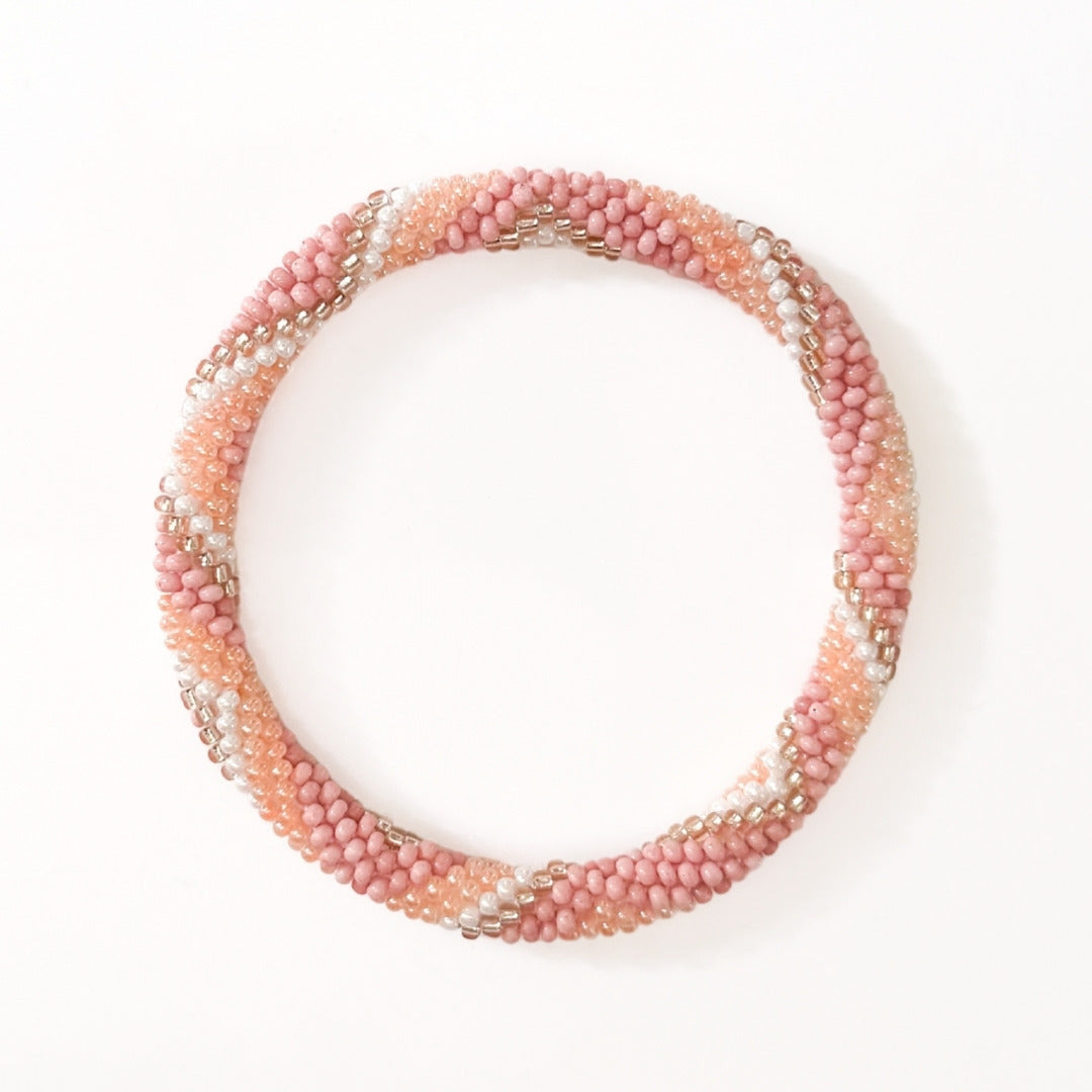 Bracelet népalais #108 pêche et rose