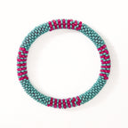 Bracelet népalais #112 vert et rose