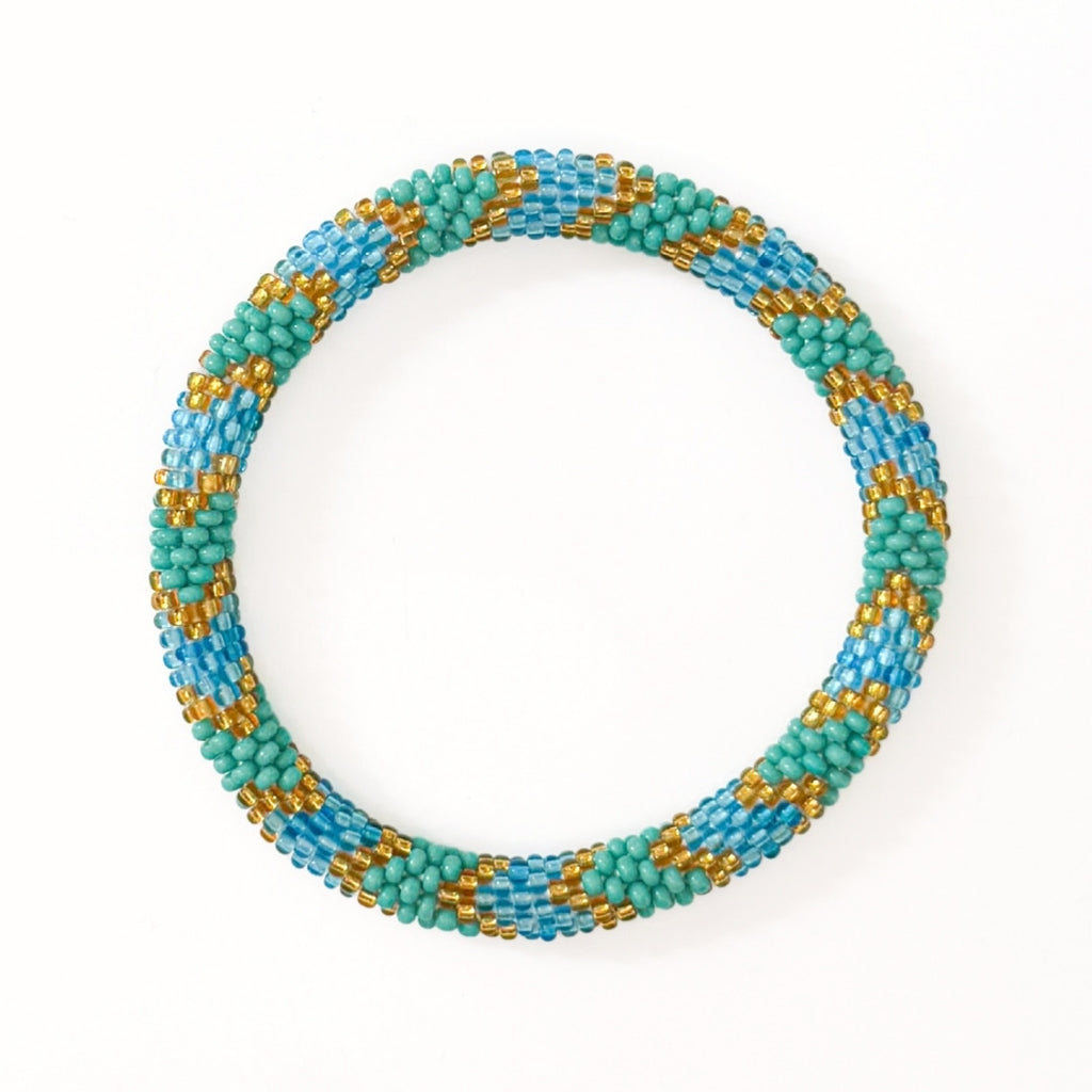 Bracelet népalais #113 vert, bleu et doré