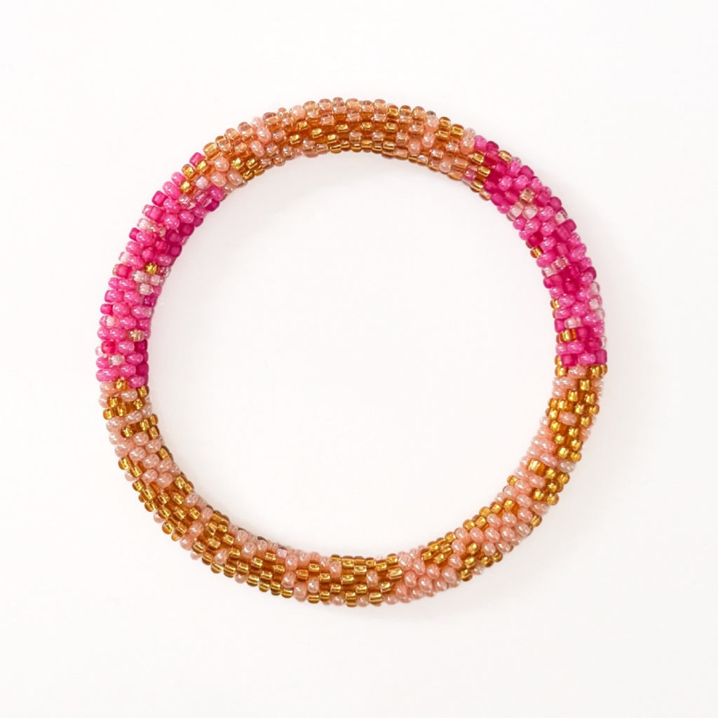 Bracelet népalais #116 rose et doré