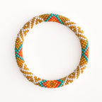 Bracelet népalais #117 (doré, orange et vert)