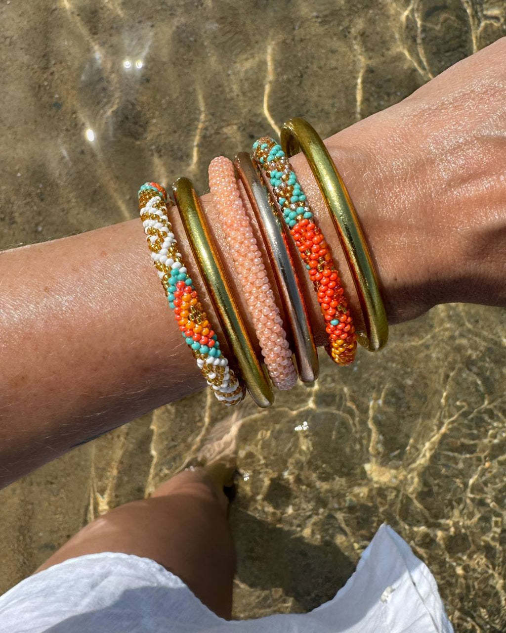 Bracelet népalais #118 (orange et doré)