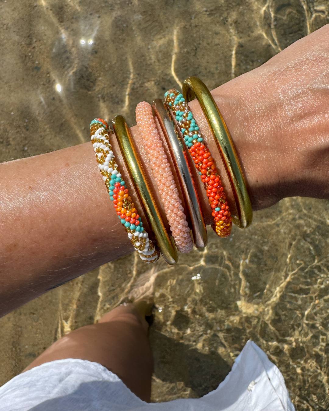 Bracelet népalais #118 (orange et doré)
