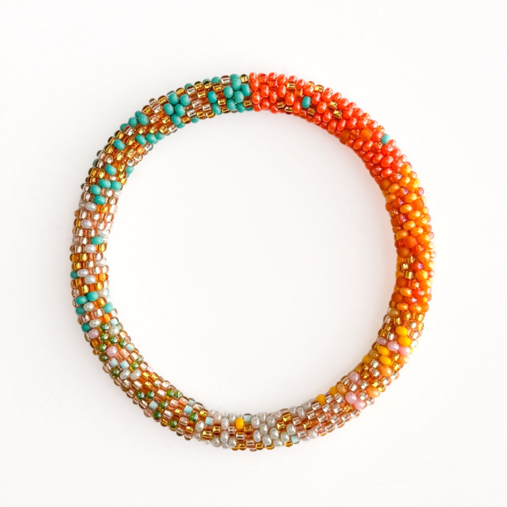 Bracelet népalais #118 (orange et doré)