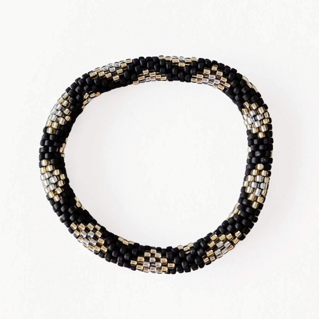 Bracelet népalais #11 (noir, argent et doré)