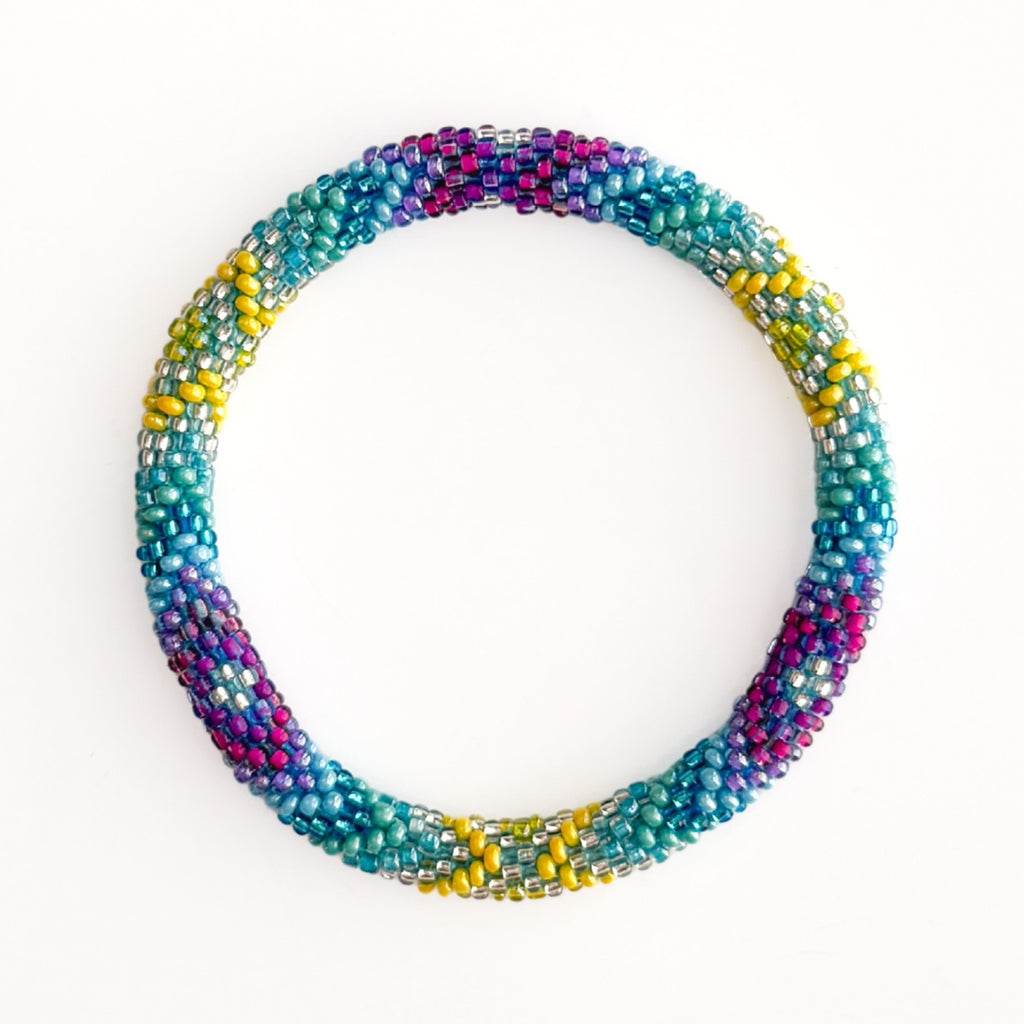 Bracelet népalais #123 (jaune, bleu et violet)