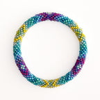 Bracelet népalais #123 (jaune, bleu et violet)