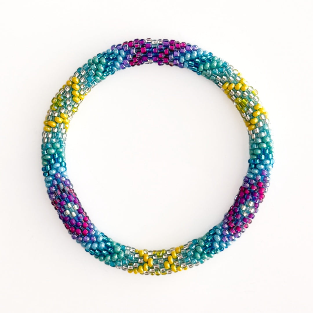 Bracelet népalais #123 (jaune, bleu et violet)