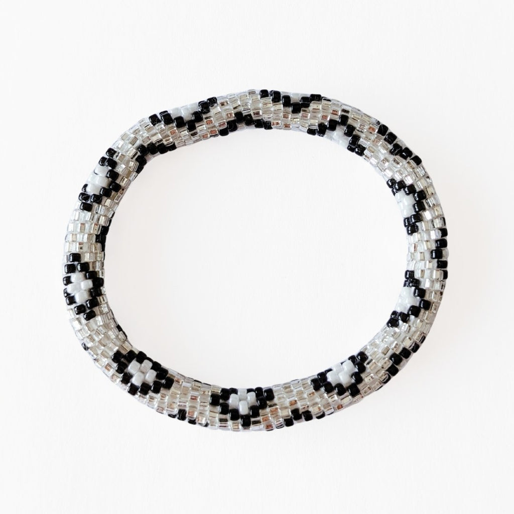 Bracelet népalais #12 (argent, noir et blanc)