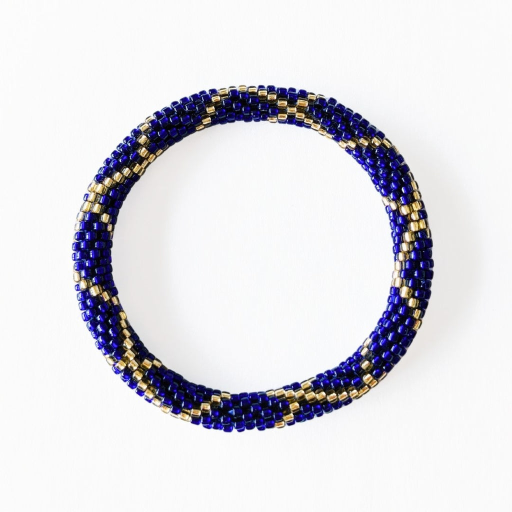 Bracelet népalais #14 (bleu nuit et doré)