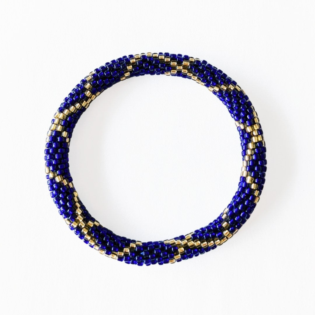 Bracelet népalais #14 (bleu nuit et doré)
