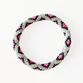 Bracelet népalais #16 (argent, noir et rose)