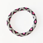 Bracelet népalais #16 (argent, noir et rose)