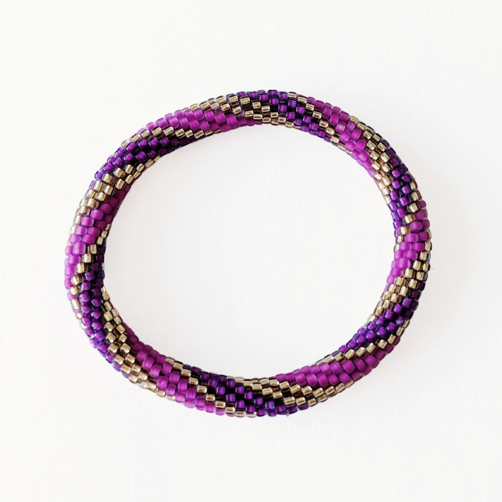 Bracelet népalais #17 (violet et doré)