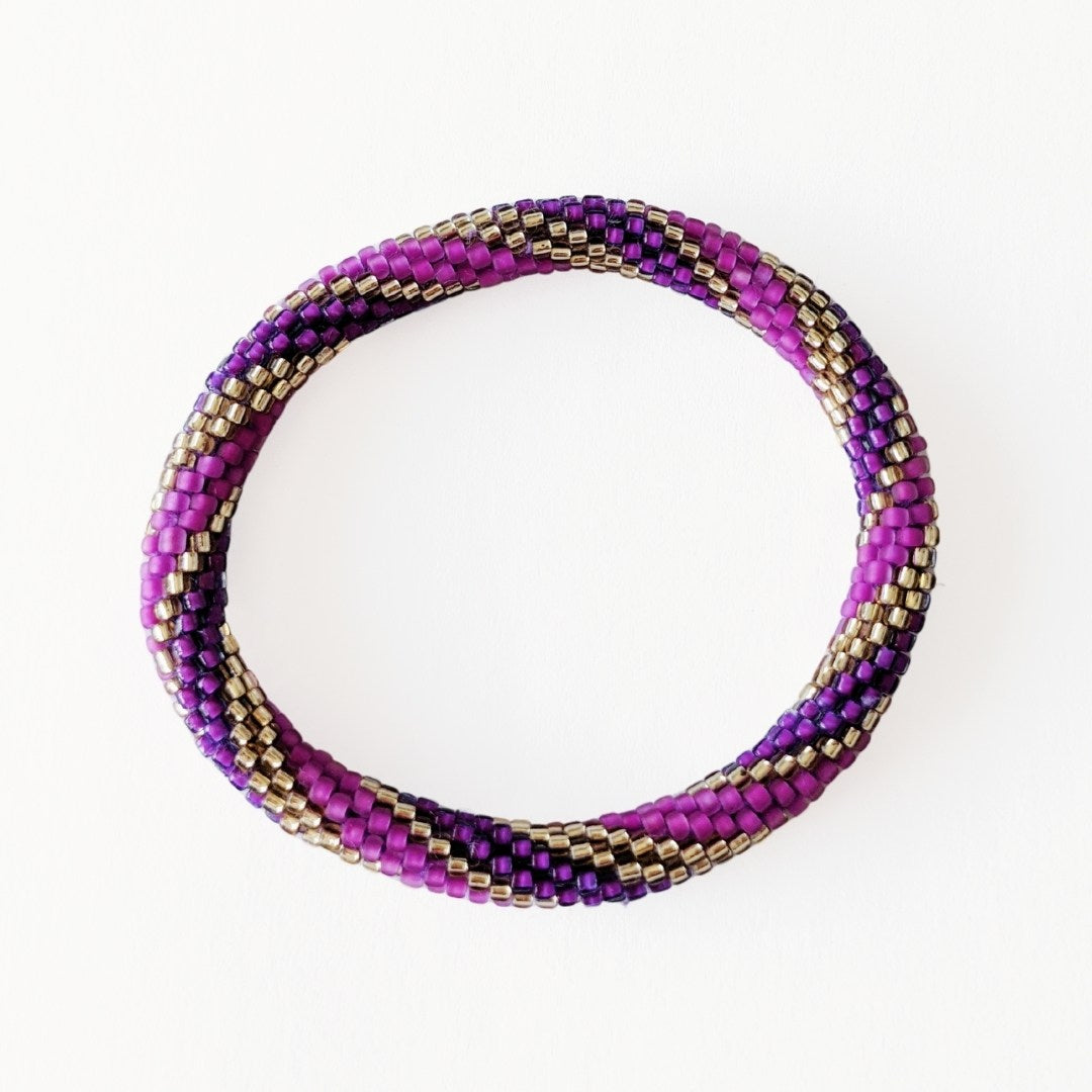 Bracelet népalais #17 (violet et doré)