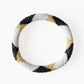 Bracelet népalais #1 (blanc, noir et doré)