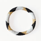 Bracelet népalais #1 (blanc, noir et doré)