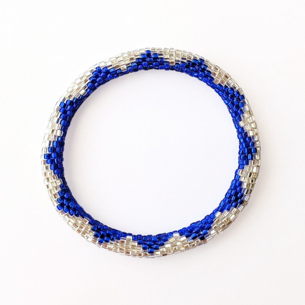 Bracelet népalais #20 (bleu et argenté)