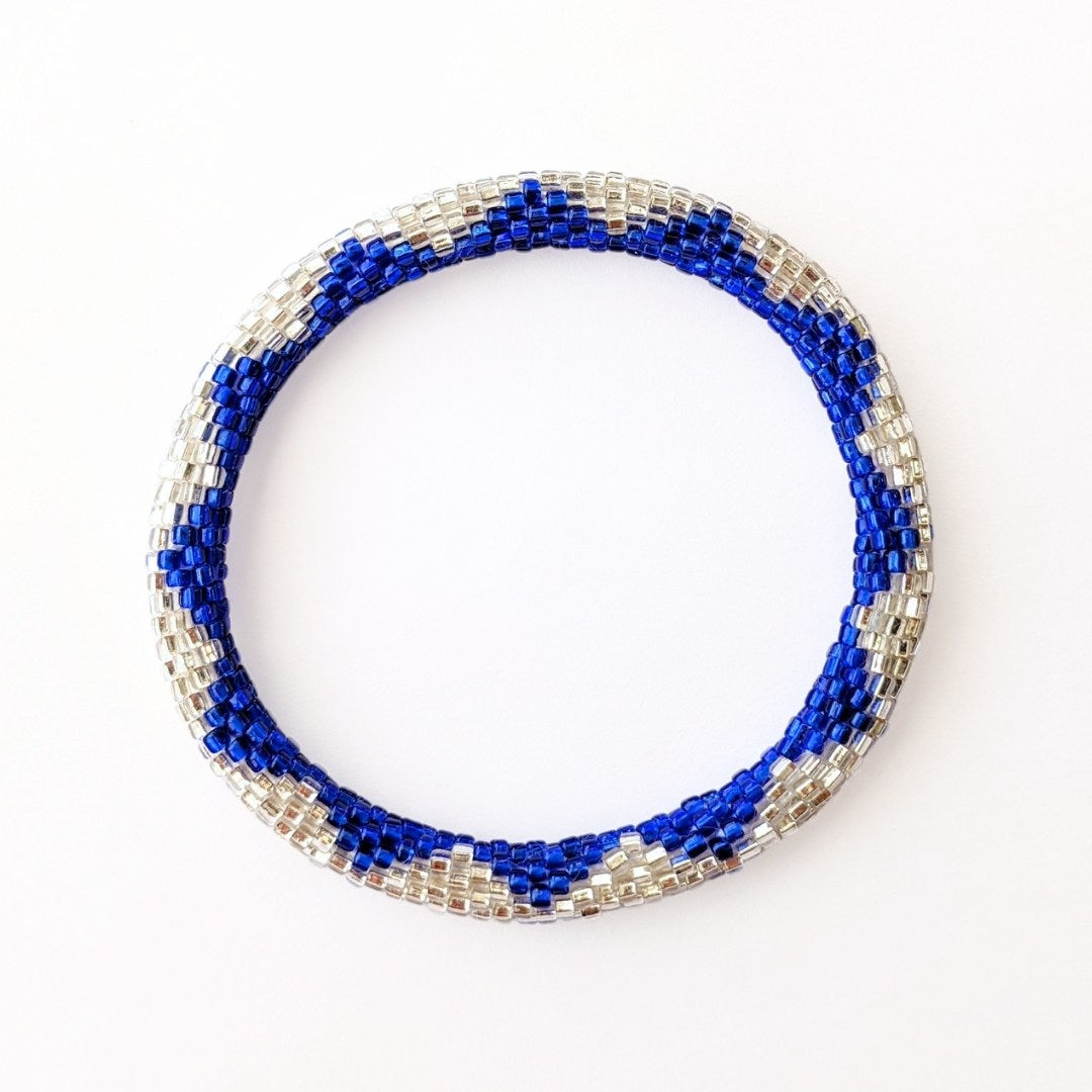 Bracelet népalais #20 (bleu et argenté)