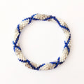Bracelet népalais #22 (blanc, bleu et argenté)