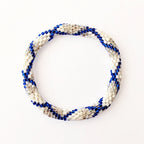Bracelet népalais #22 (blanc, bleu et argenté)