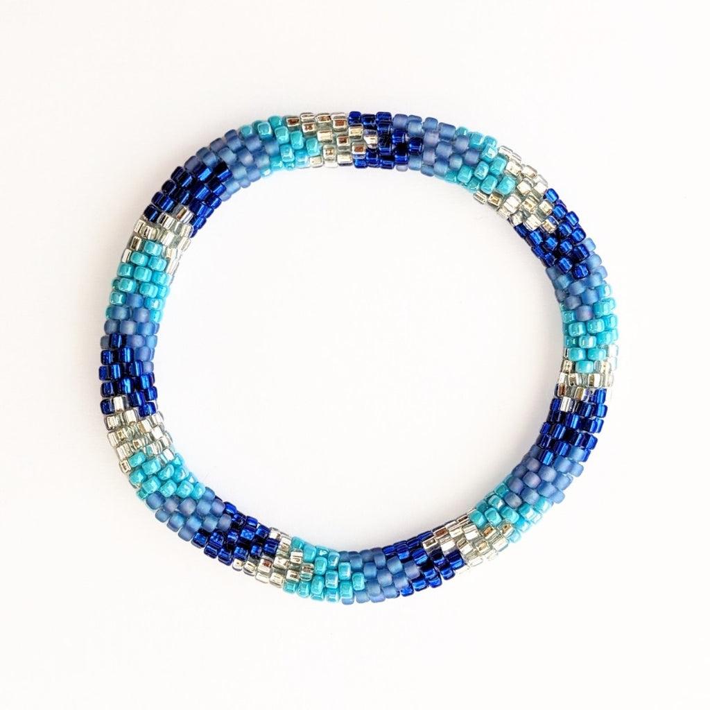 Bracelet népalais #23 (bleu et argenté)