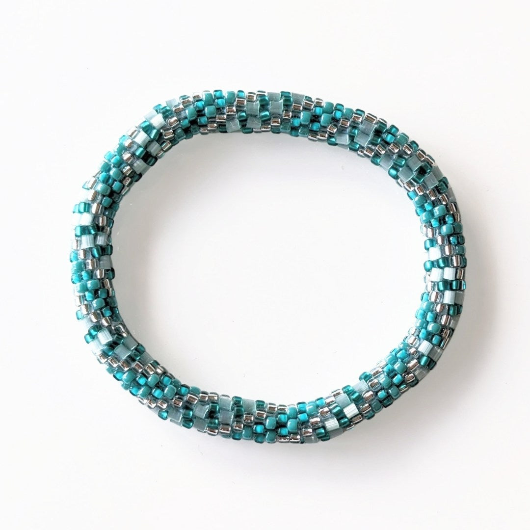 Bracelet népalais #25 (turquoise argenté)