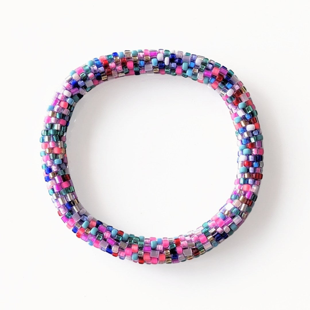Bracelet népalais #33 (confettis bleu rose)