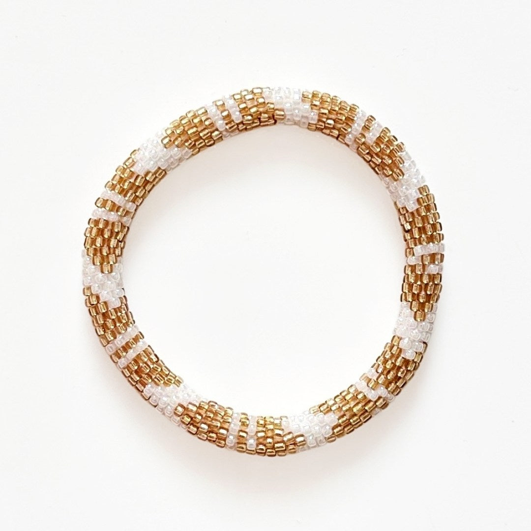 Bracelet népalais #39 (doré et blanc)