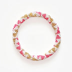 Bracelet népalais #38 (rose, blanc et doré)