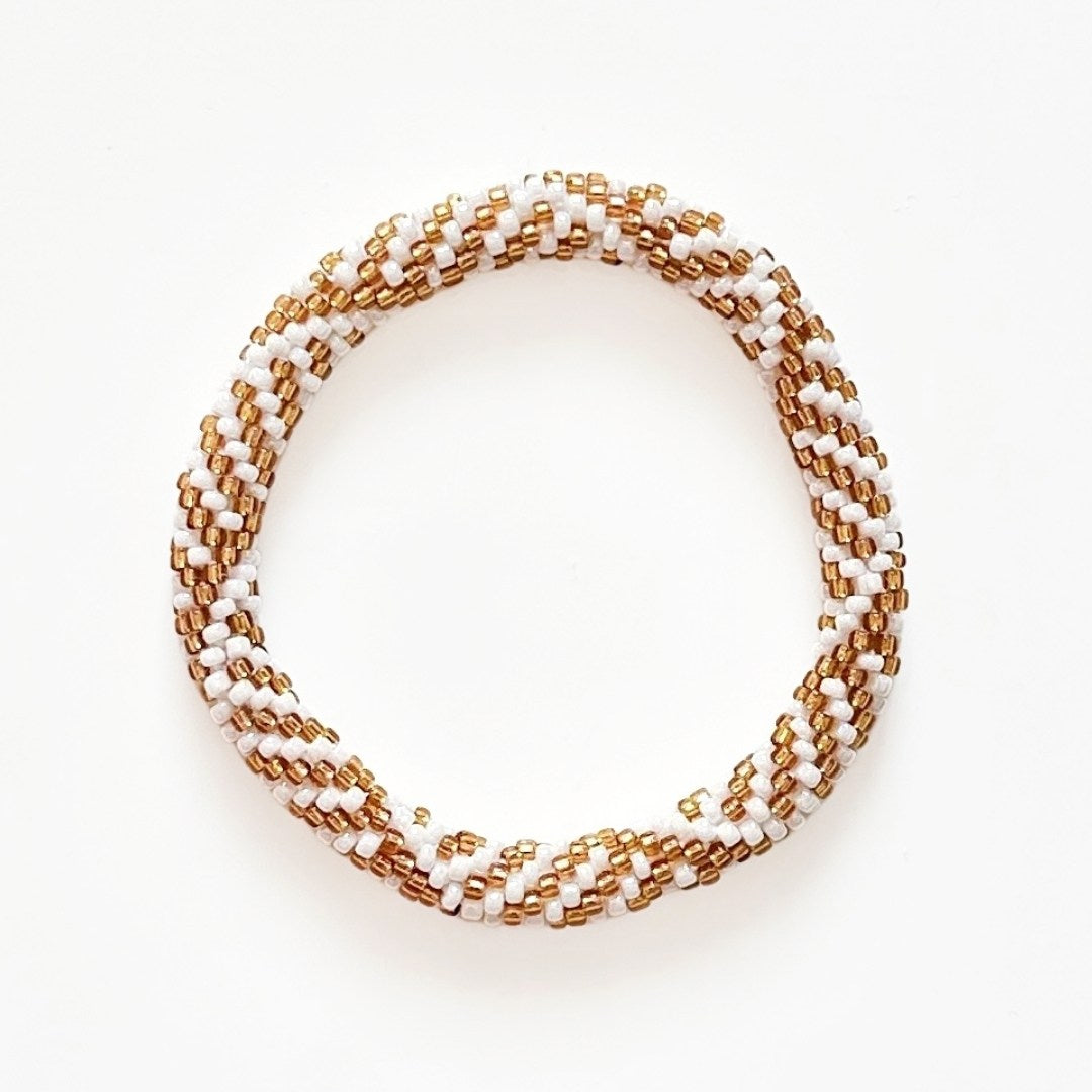 Bracelet népalais #37 (blanc et doré)