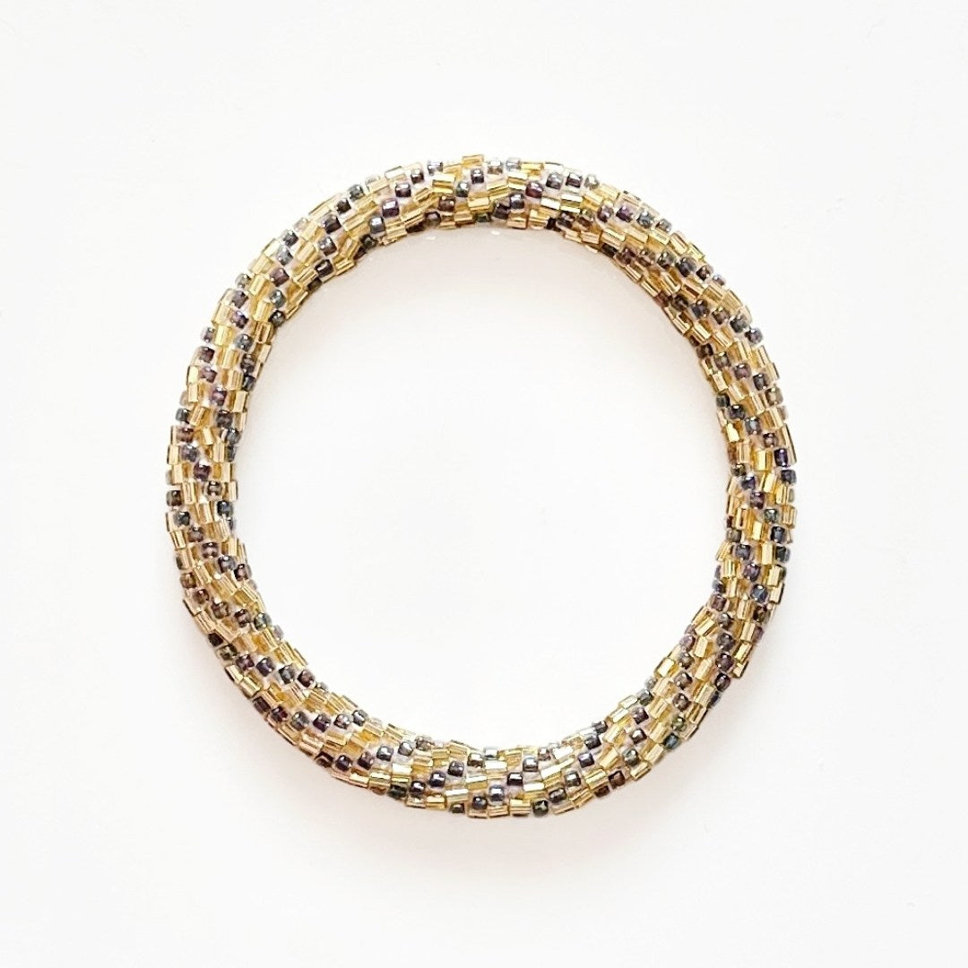 Bracelet népalais #40 (bleu-gris et doré)