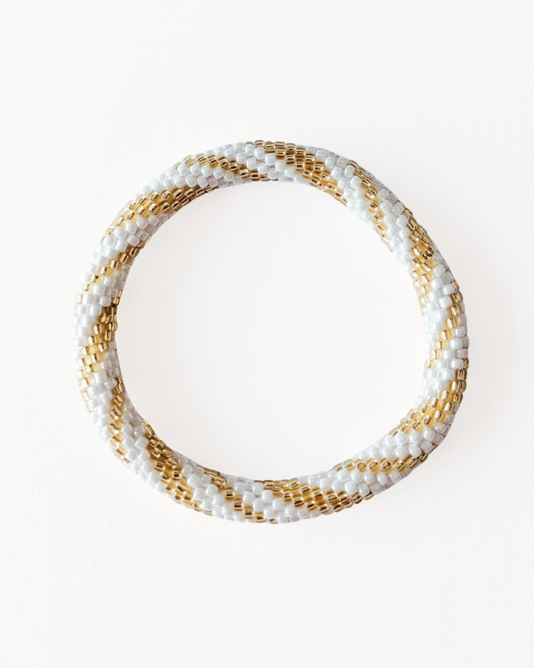 Bracelet népalais #4 (blanc et doré)