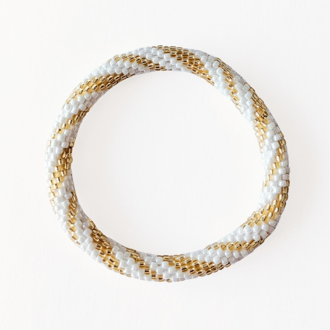 Bracelet népalais #4 (blanc et doré)