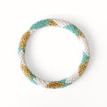 Bracelet népalais #52 (blanc, doré et vert eau)