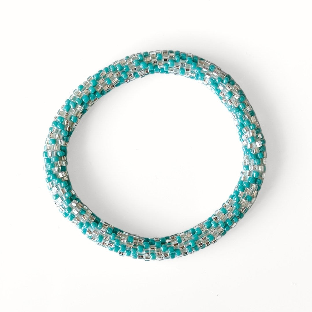 Bracelet népalais #53 (vert et argent)