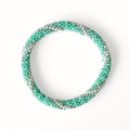 Bracelet népalais #54 (vert pastel et argent)