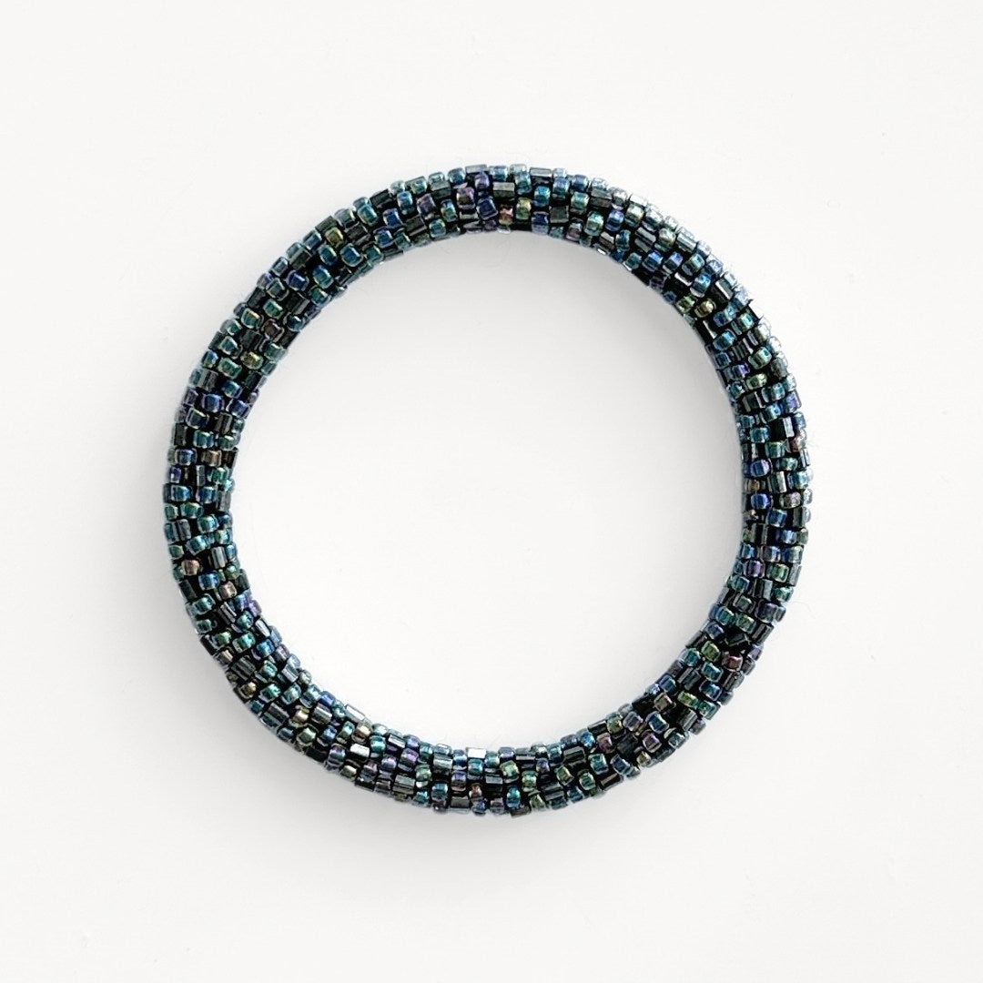 Bracelet népalais #56 (irisé bleu gris)