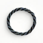Bracelet népalais #57 (noir et irisé bleu-gris)