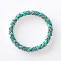 Bracelet népalais #69 (vert, blanc et argenté)