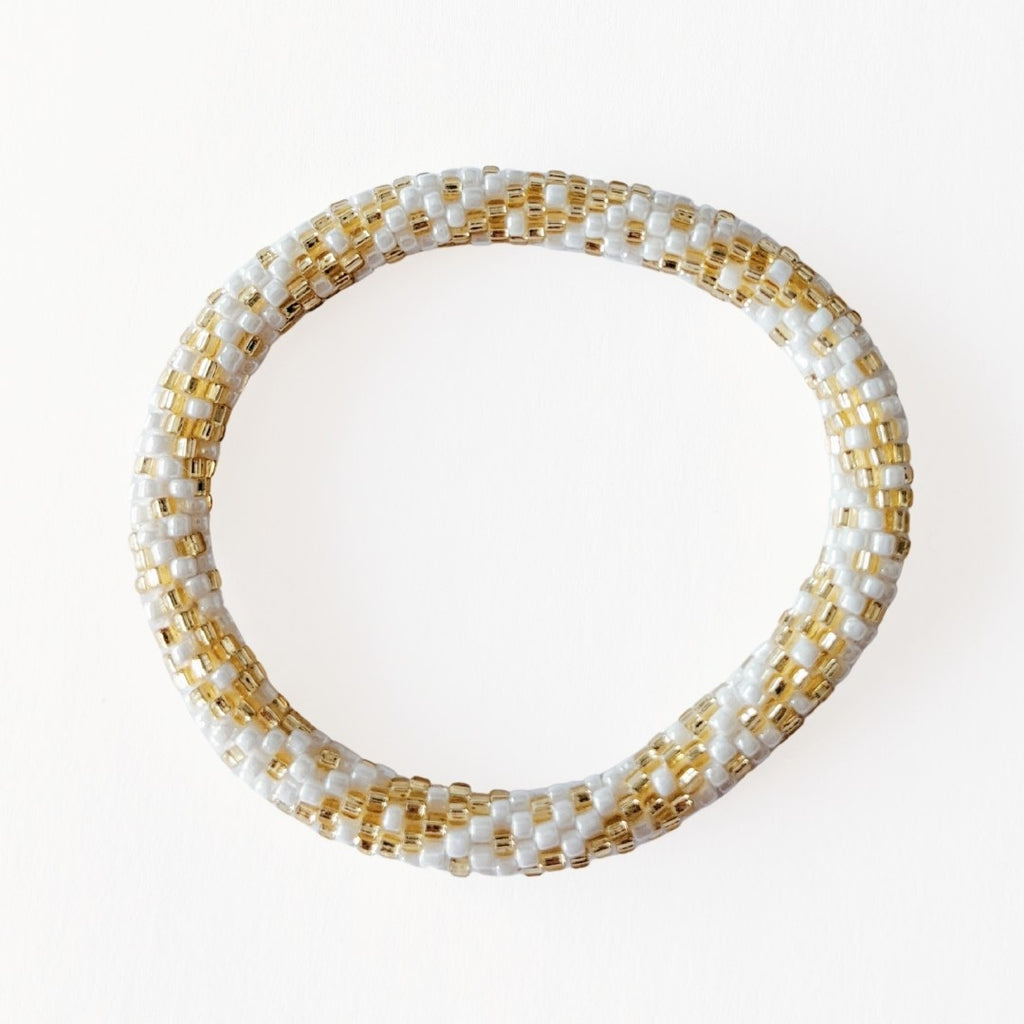Bracelet népalais #6 (blanc et doré)