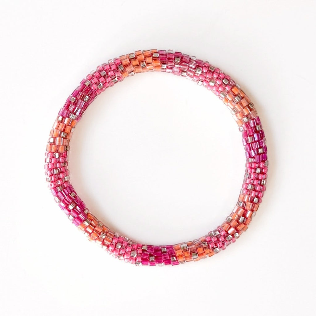 Bracelet népalais #73 (rose saumon silver)