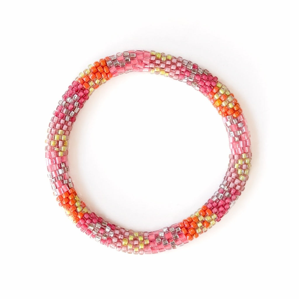 Bracelet népalais #74 (rose orange silver)