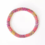 Bracelet népalais #75 (corail violet et jaune)