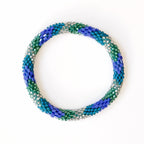 Bracelet népalais #78 (bleu, vert et silver)