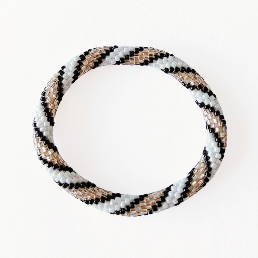 Bracelet népalais #8 (noir, blanc et champagne)