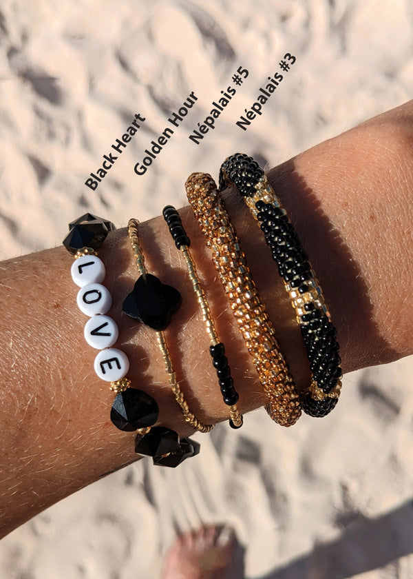Bracelet népalais #3 (noir et doré)