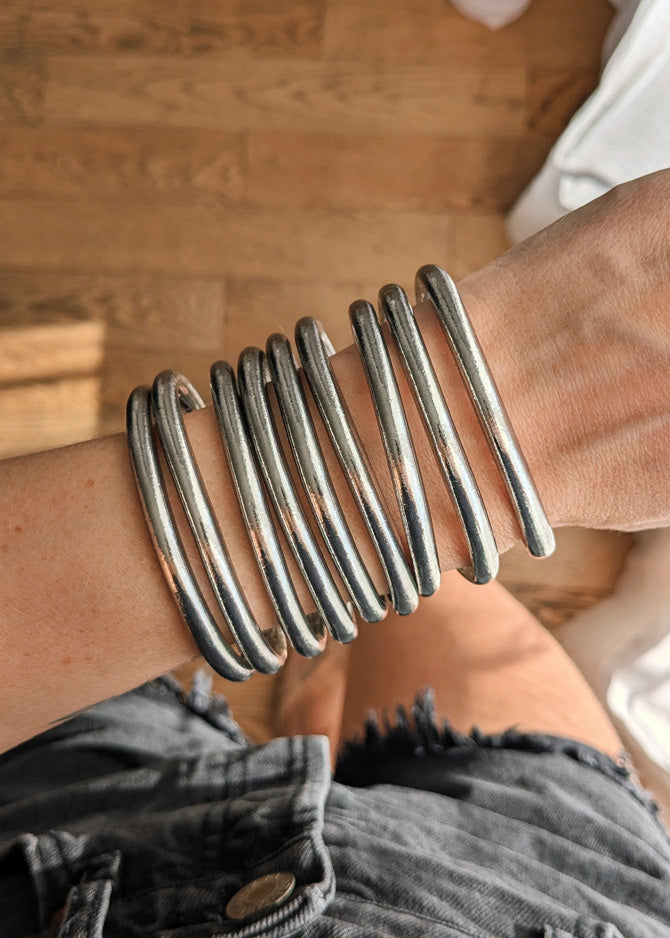Jonc bouddhiste - antique silver