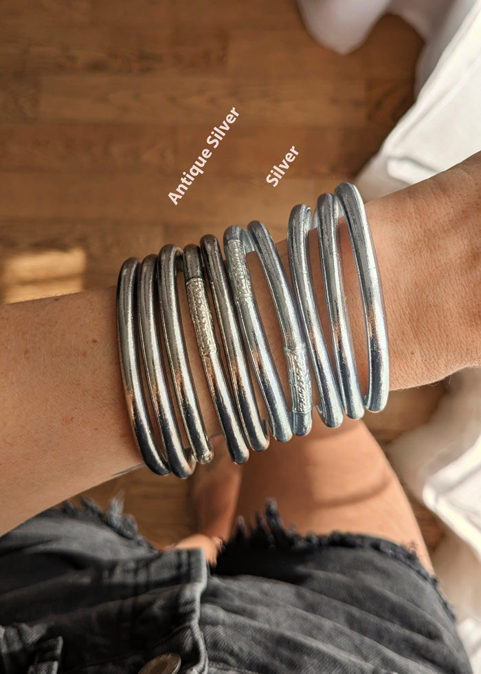 Jonc bouddhiste - antique silver