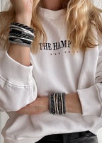 Bracelet népalais #57 (noir et irisé bleu gris)
